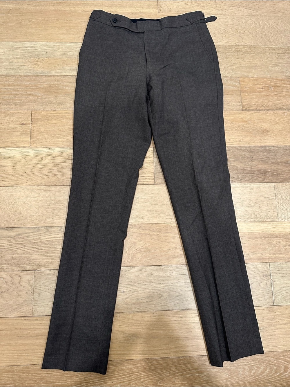 Spier & Mackay Dress Pants Mens 32x34 Brown 100% Wool Slim Waist Adjuster